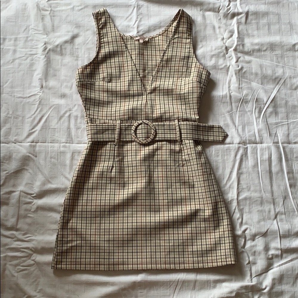 plaid belted dress